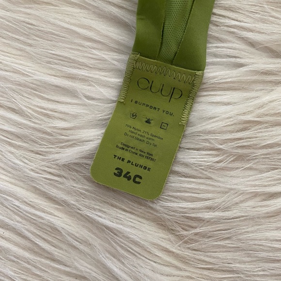 CUUP Grass Green Sheer Mesh V-Neck Lightweight The Plunge Bra 34C RARE - Picture 9 of 11